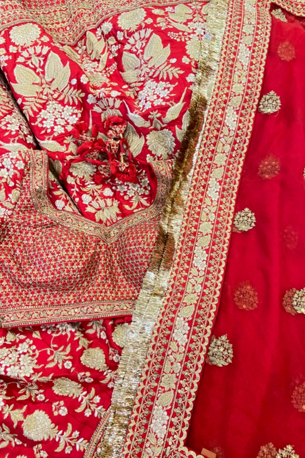 Sabyasachi Red Bridal Lehenga Set