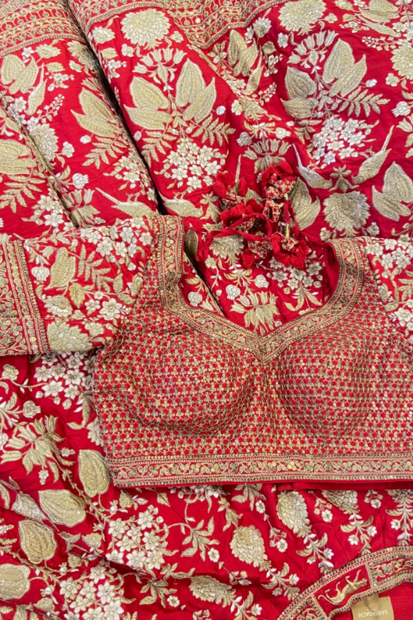Sabyasachi Red Bridal Lehenga Set
