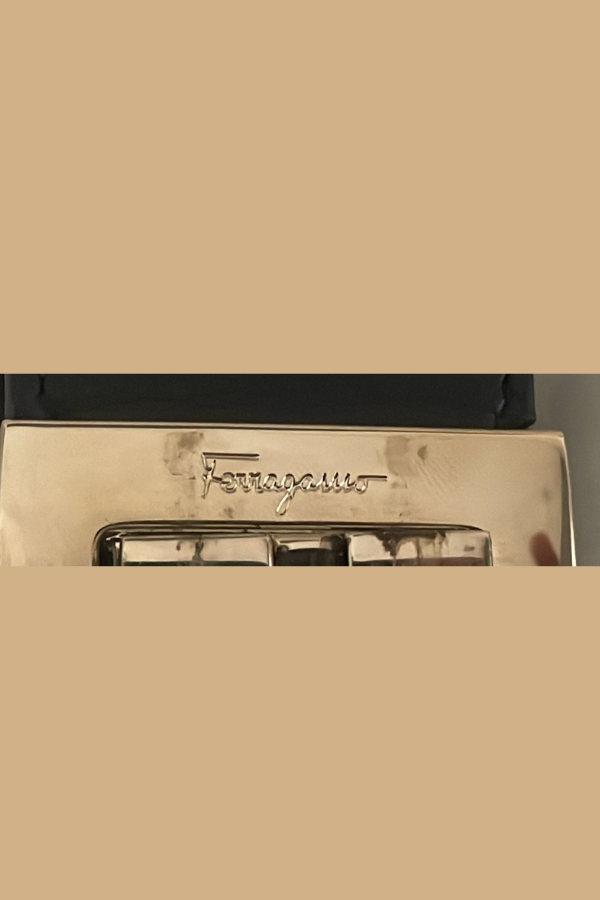 Salvatore Ferragamo Gancini Black Leather Cuff Bracelet