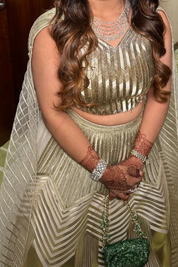 Amit Aggarwal Gold Sculpted Lehenga Set
