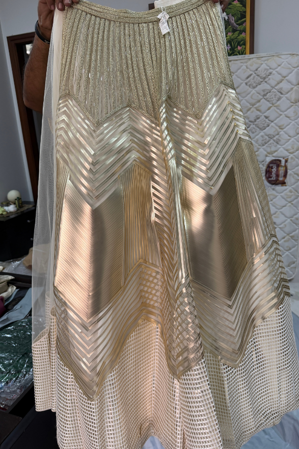 Amit Aggarwal Gold Sculpted Lehenga Set