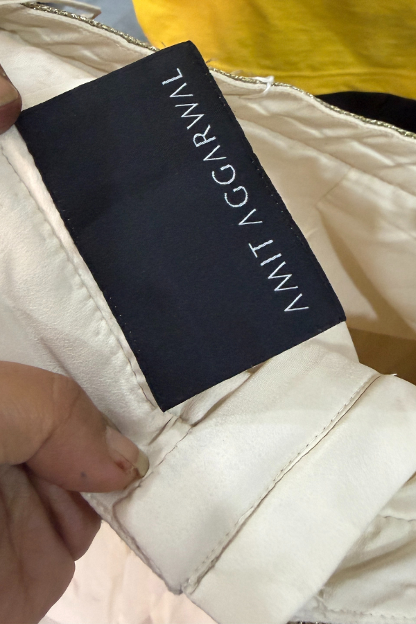 Amit Aggarwal Gold Sculpted Lehenga Set