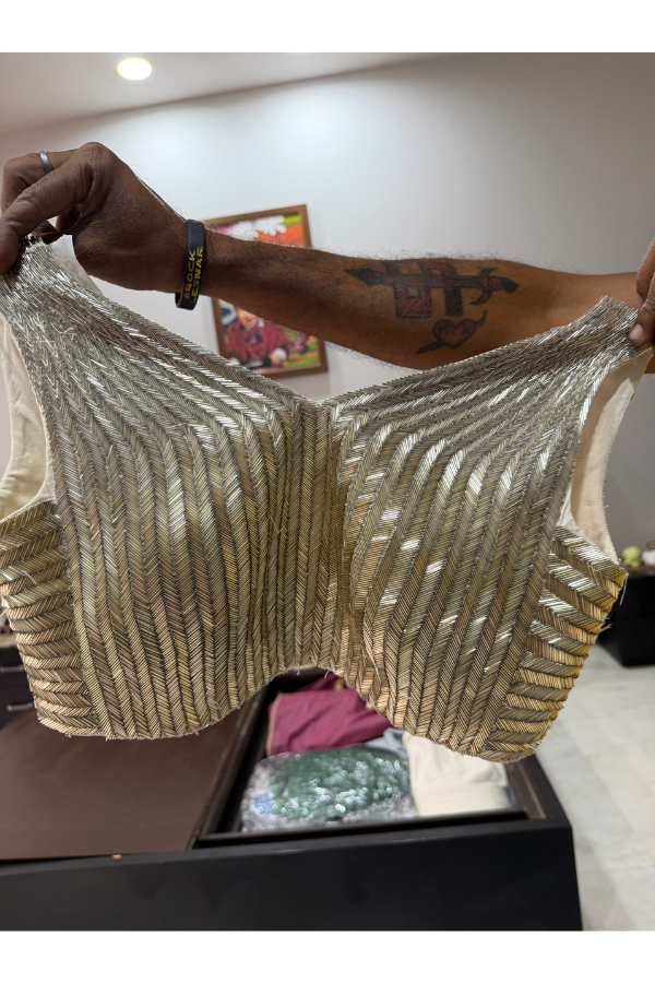 Amit Aggarwal Gold Sculpted Lehenga Set