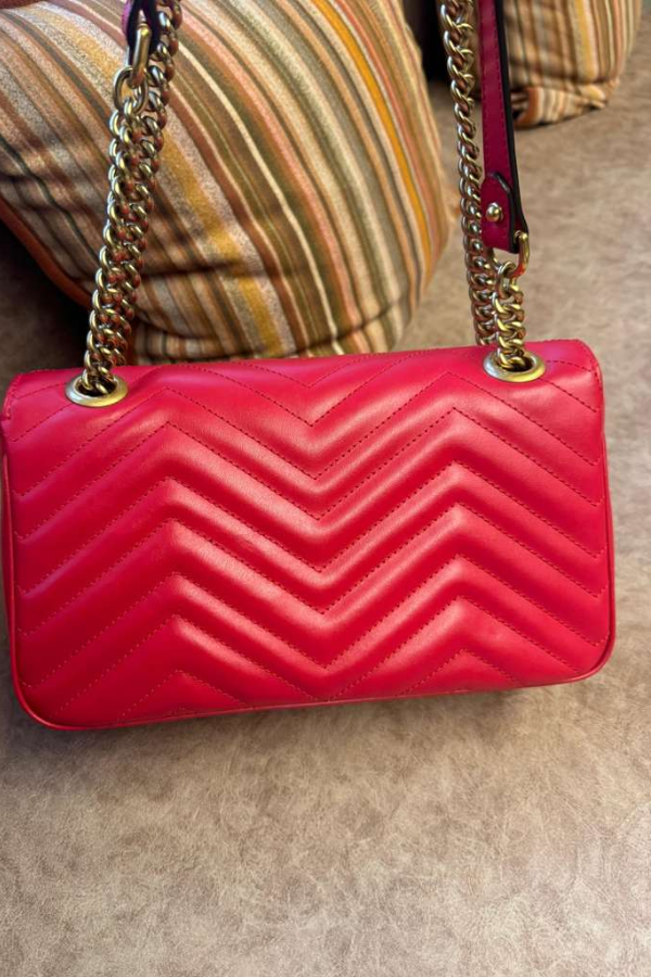 Gucci Marmont GG Small Red Matelassé Crossbody Bag