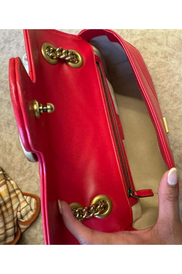 Gucci Marmont GG Small Red Matelassé Crossbody Bag
