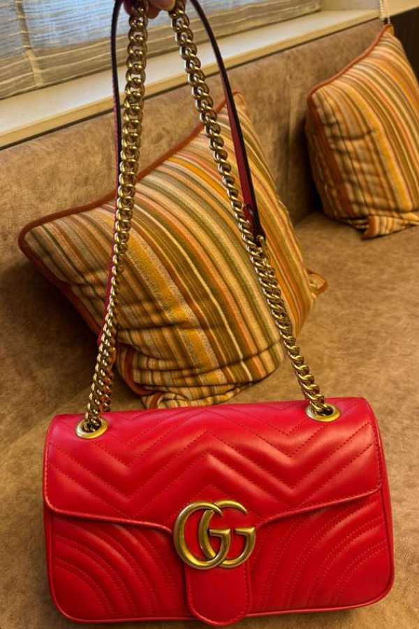Gucci Marmont GG Small Red Matelassé Crossbody Bag