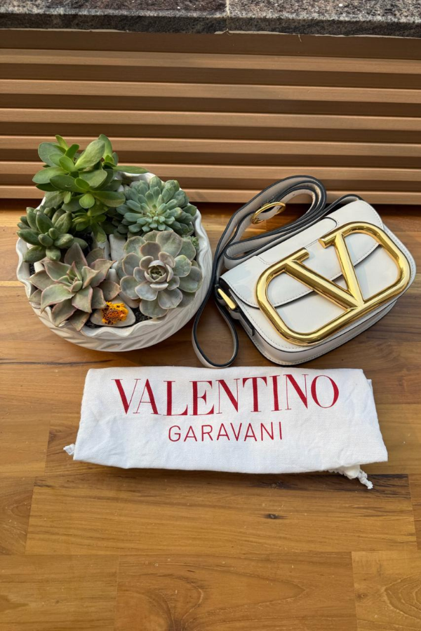 Valentino Off White Super Vee Crossbody Bag