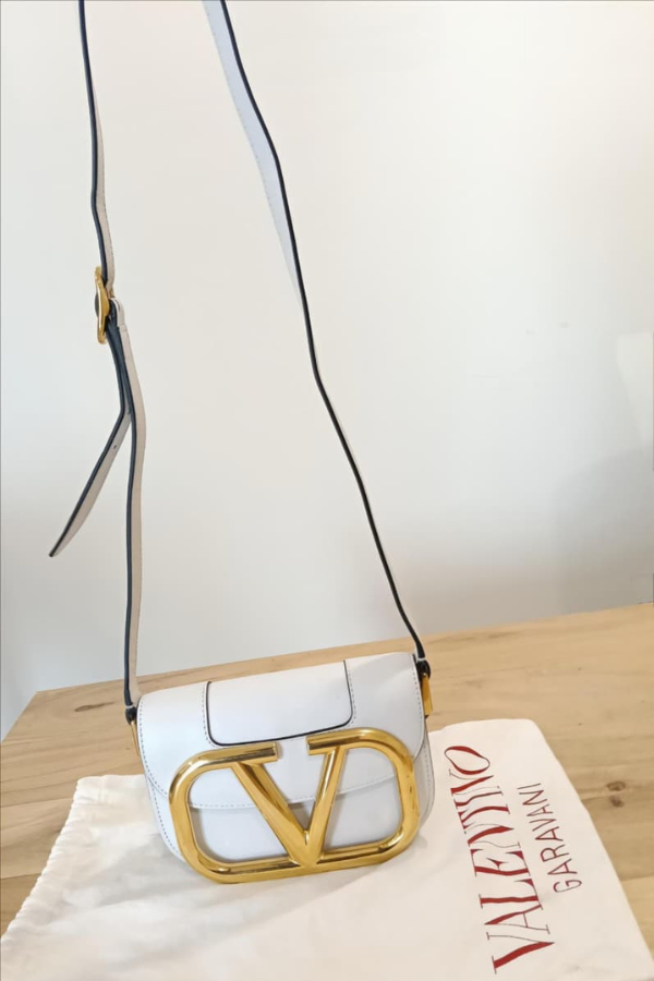 Valentino Off White Super Vee Crossbody Bag