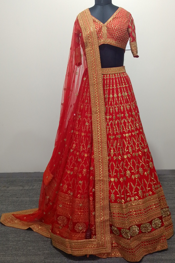 Sabyasachi Red Bridal Lehenga Set