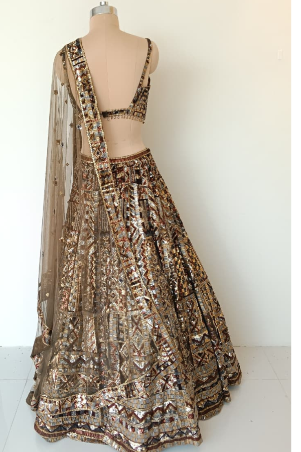 Seema Gujral Net Sequins Embroidered Lehenga Set