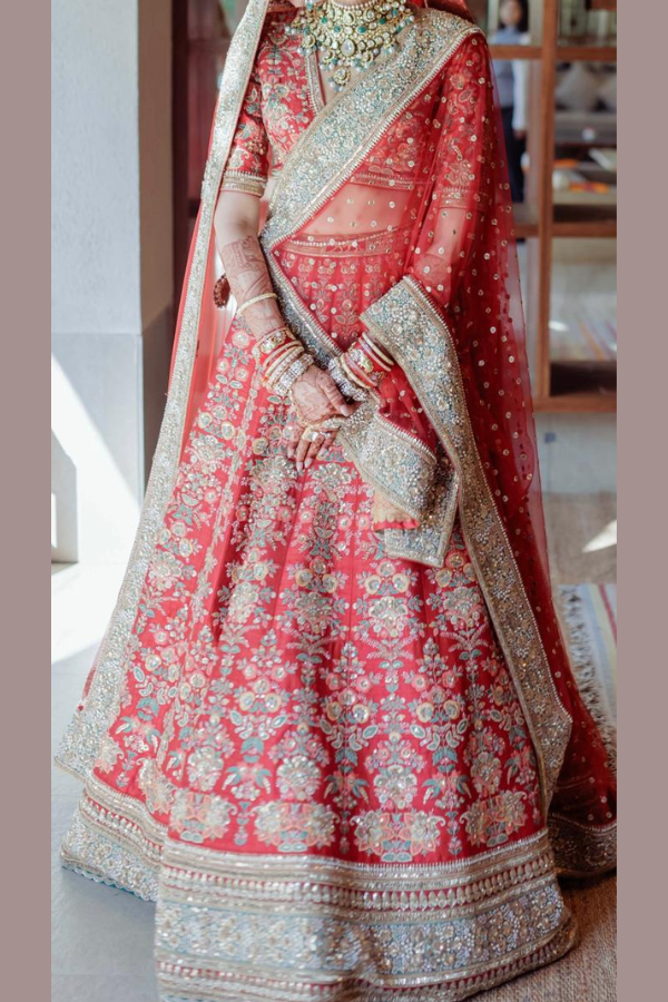 Sabyasachi Red Bridal Lehenga Set