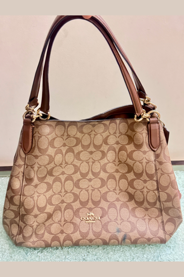 Coach Signature Brown Hallie Shoulder Bag