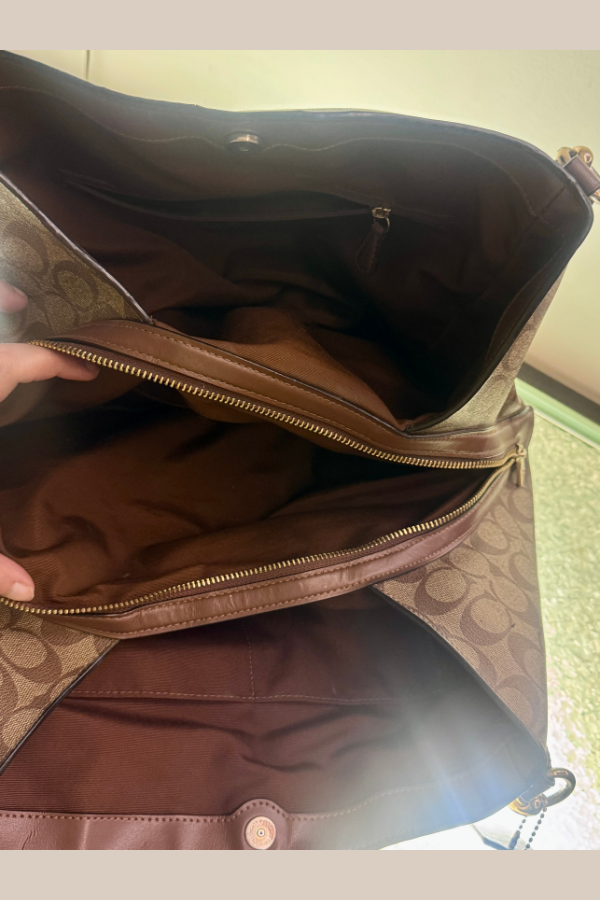 Coach Signature Brown Hallie Shoulder Bag