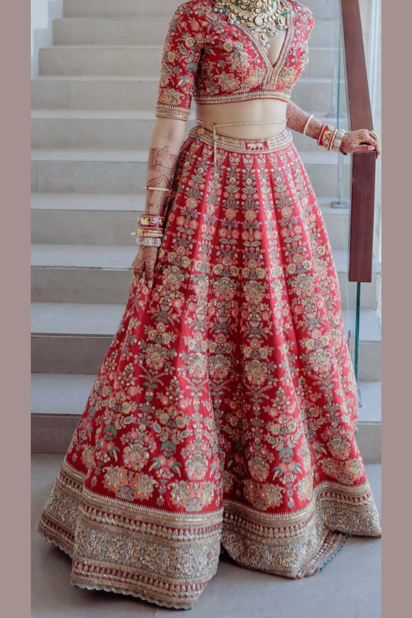 Sabyasachi Red Bridal Lehenga Set