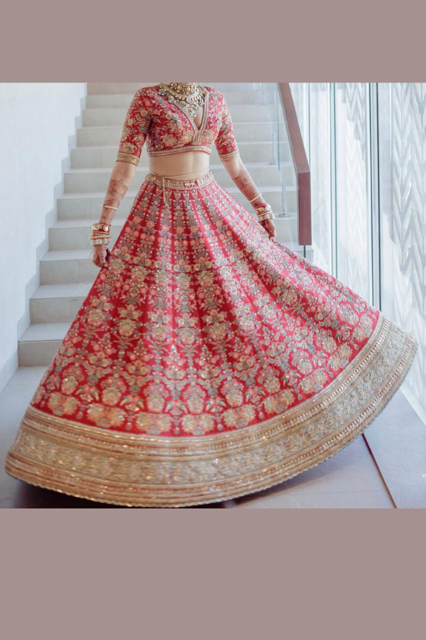 Sabyasachi Red Bridal Lehenga Set