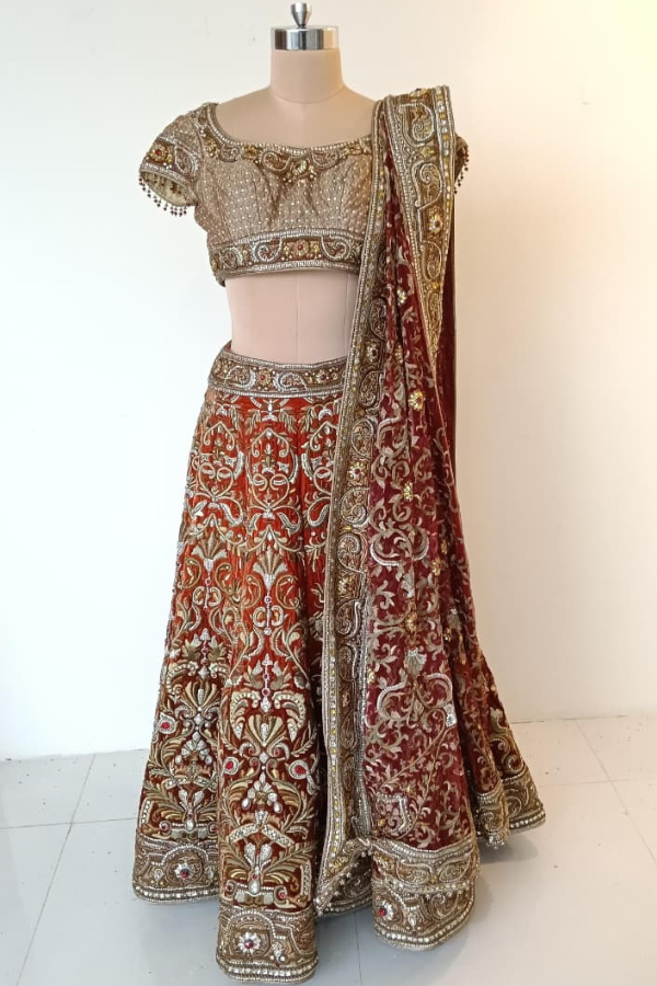 Tarun Tahiliani Hand-Embroidered Bridal Lehenga Set