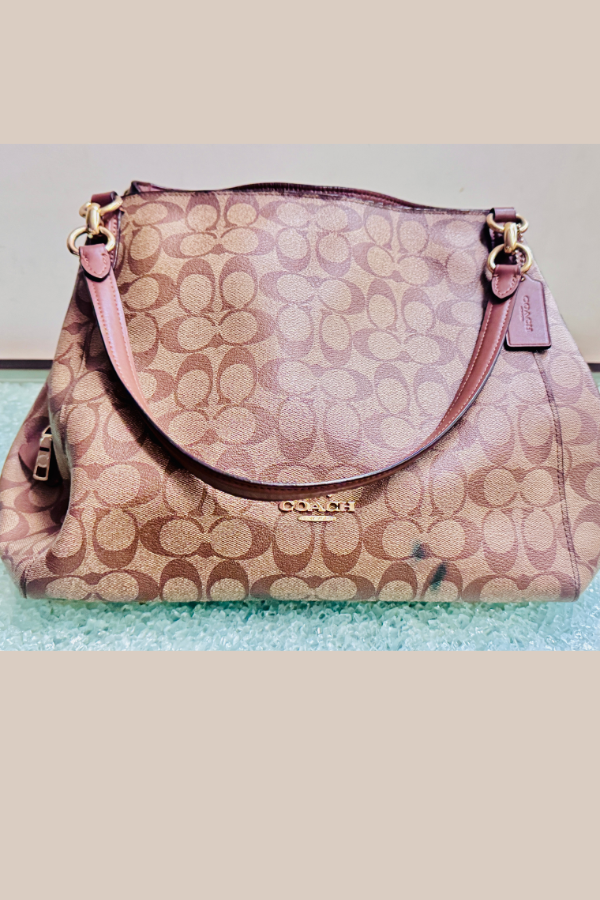 Coach Signature Brown Hallie Shoulder Bag