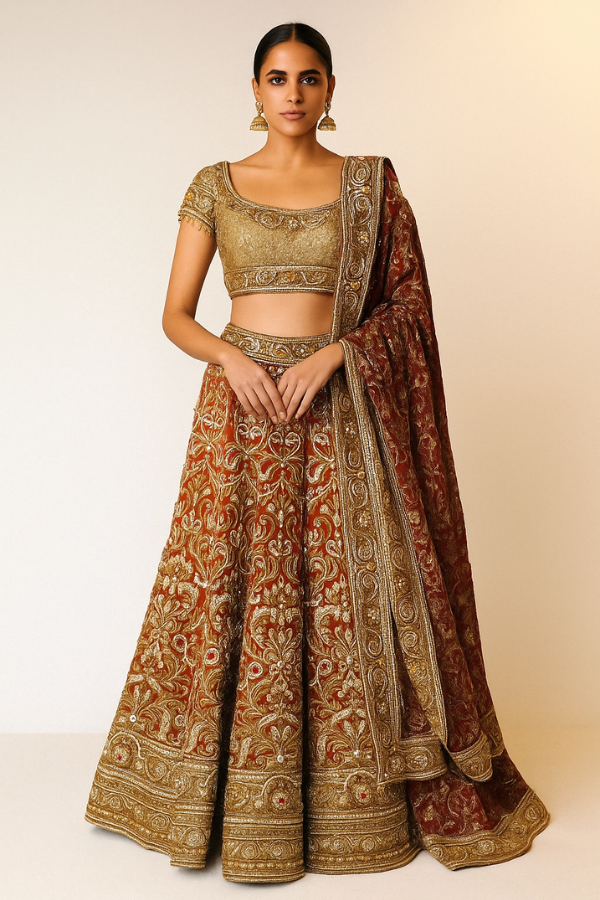 Tarun Tahiliani Hand-Embroidered Bridal Lehenga Set