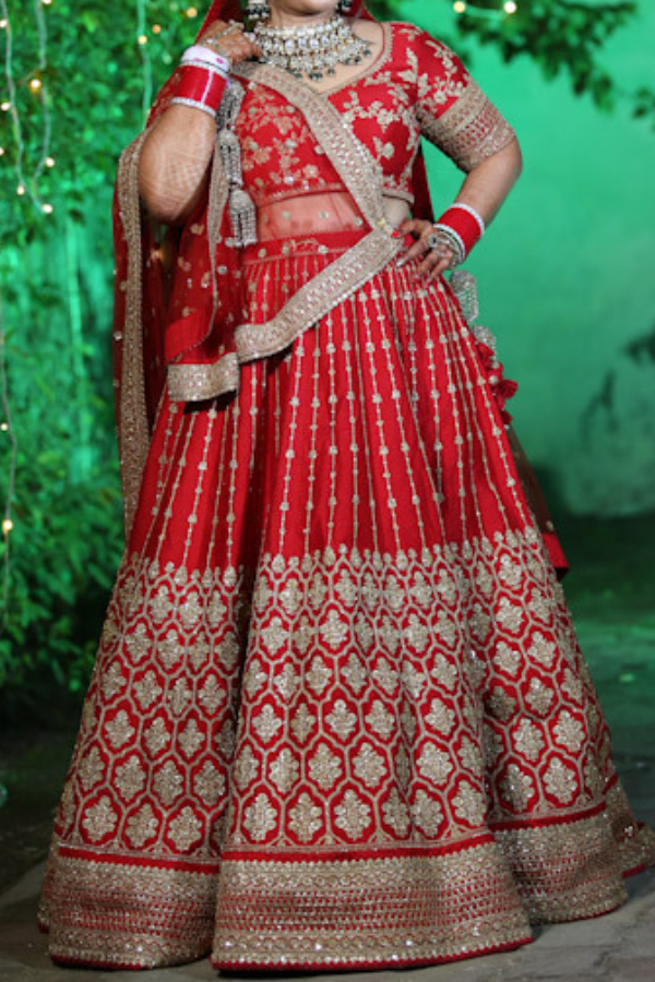 Sabyasachi Classic Red Bridal Lehenga Set