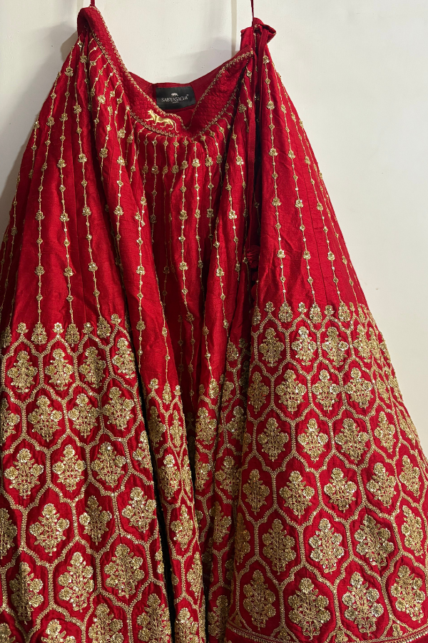 Sabyasachi Classic Red Bridal Lehenga Set