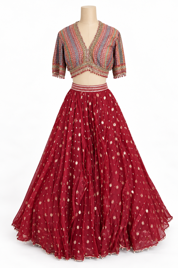 Tarun Tahiliani red skirt & top set