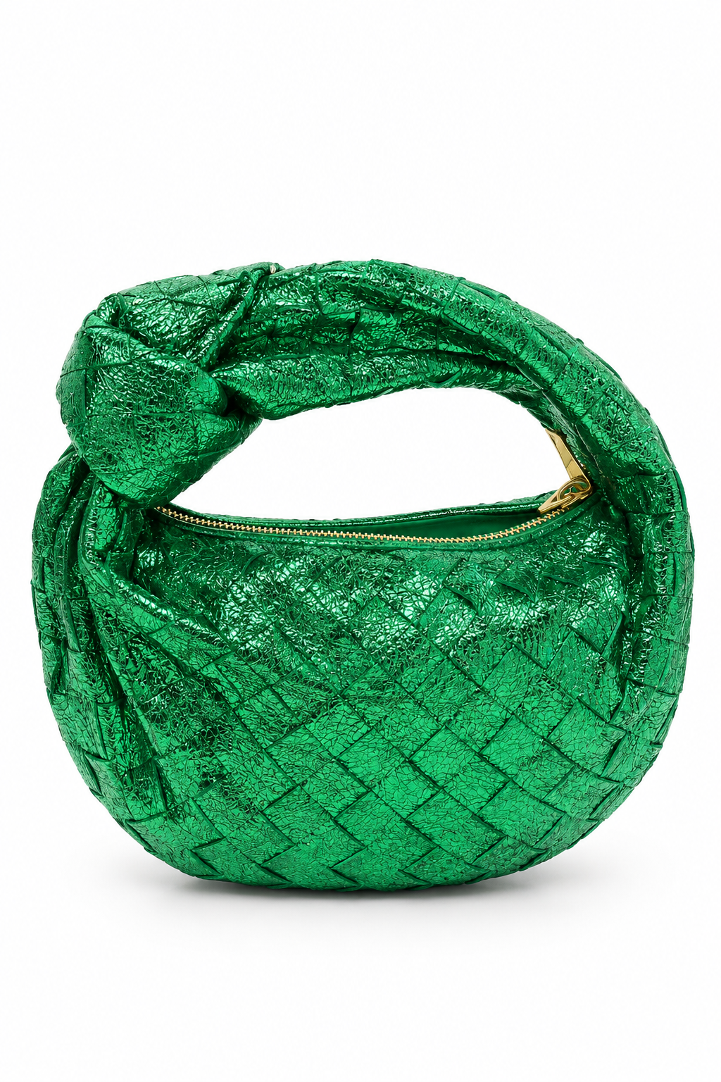 Bottega Veneta Mini Jodie Metallic Intrecciato Leather Bag