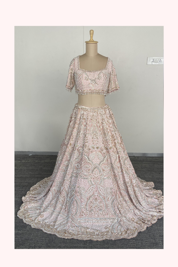Seema Gujral Blush Pink Embroidered Lehenga Set