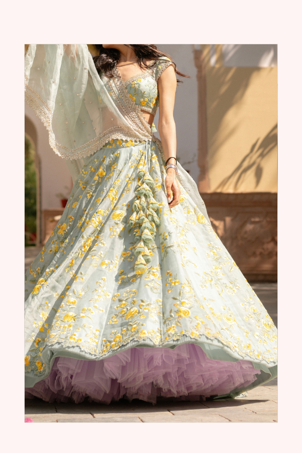 Anushree Reddy Floral Embroidered Lehenga Set