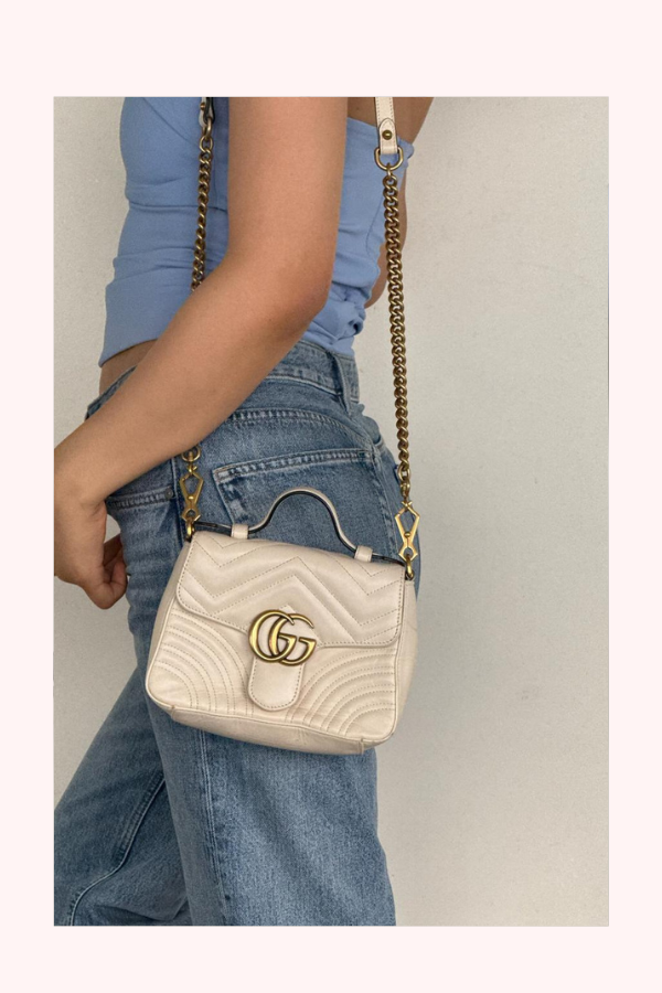 Gucci Leather GG Marmont Top Handle Bag