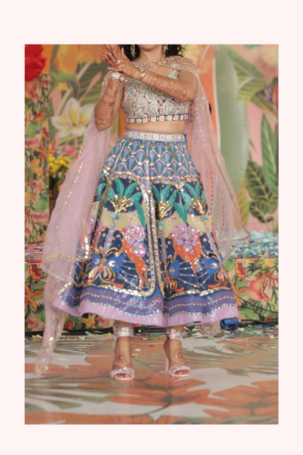 Papa Don’t Preach Embellished Multicolour Skirt Set