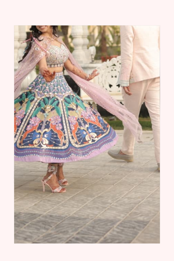 Papa Don’t Preach Embellished Multicolour Skirt Set