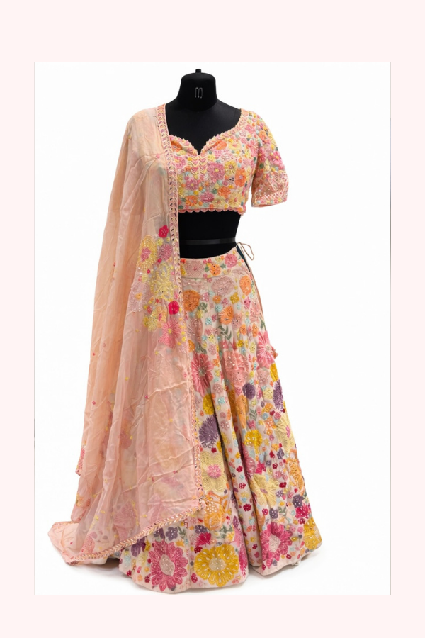 Mishru Floral Embroidered Lehenga Set