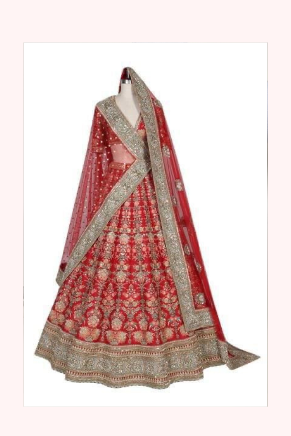 Sabyasachi Red Embroidered Bridal Lehenga Set