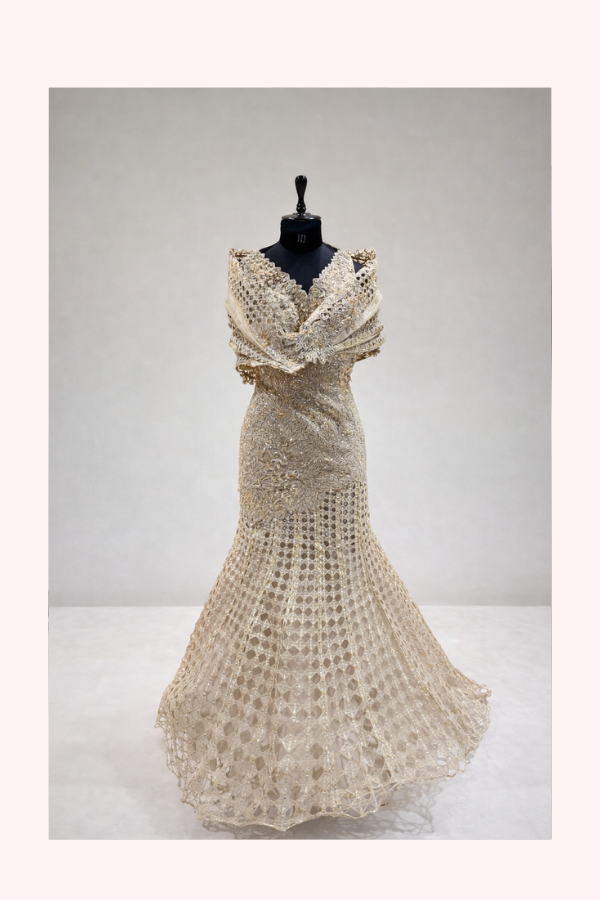 Varun & Nidhika Embellished Gold Mermaid Gown