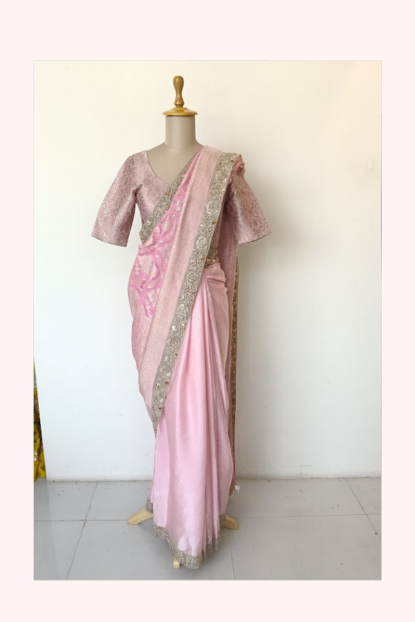 Manish Malhotra Blush Pink Embroidered Saree