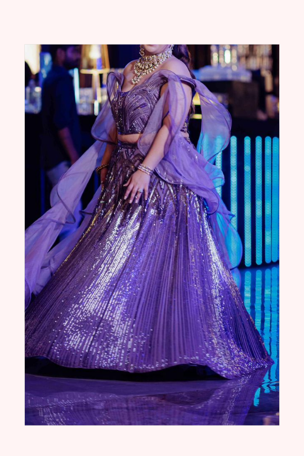 Gaurav Gupta Lilac Draped Lehenga Set