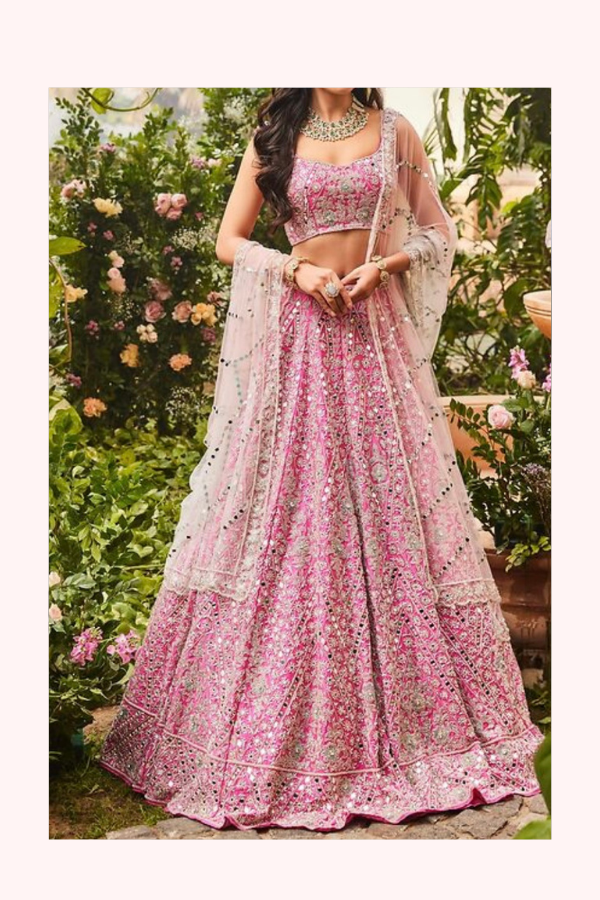 Surabhi Chopra Pink Embroidered Lehenga Set