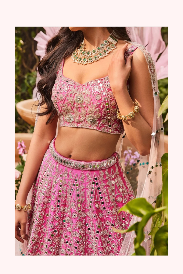 Surabhi Chopra Pink Embroidered Lehenga Set