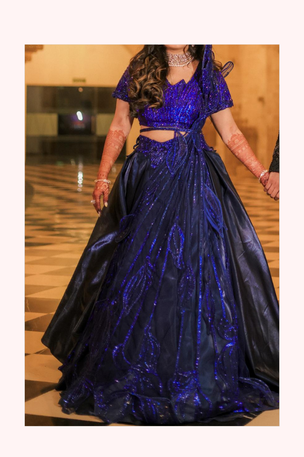 Sulakshana Monga Midnight Blue Embellished Lehenga Set