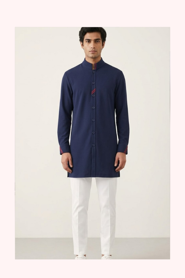 Shantanu & Nikhil Navy Kurta Set with