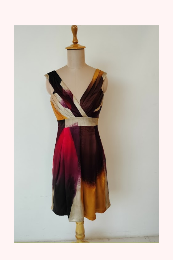 Ted Baker Abstract Print V-Neck Skater Dress