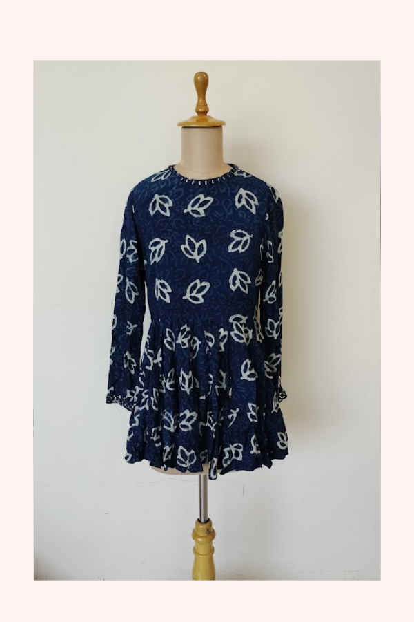Punit Balana Indigo Leaf Print Peplum Tunic
