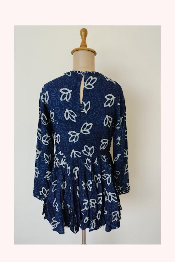 Punit Balana Indigo Leaf Print Peplum Tunic