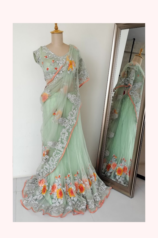 Pallavi Jaikishan Floral Saree-Lehenga