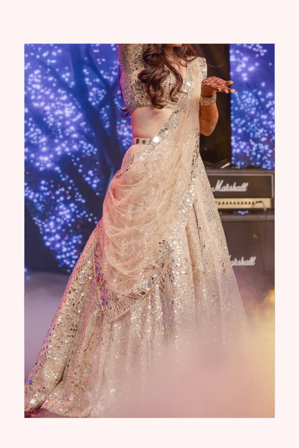 Seema Gujral Rose Gold Mirror Work Lehenga Set
