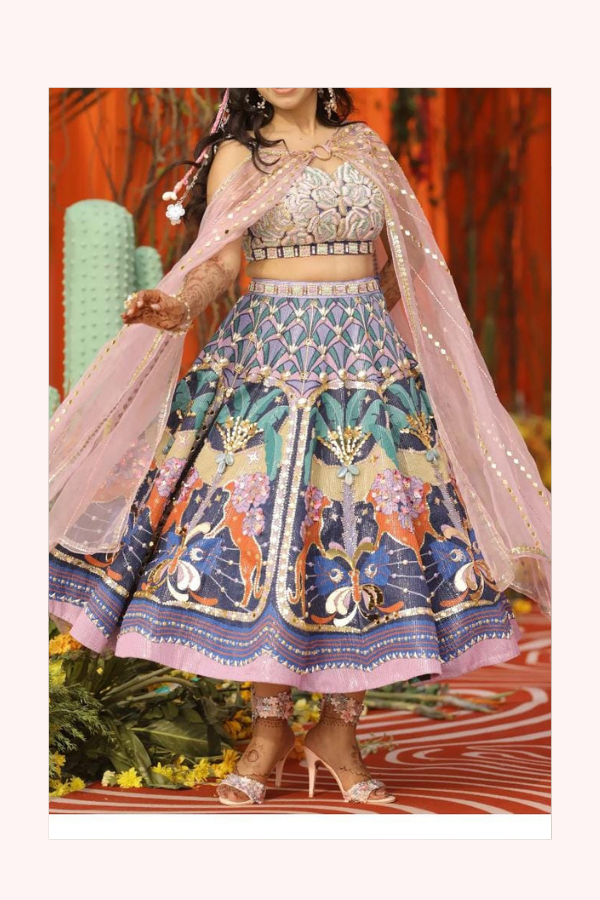 Papa Don’t Preach Embellished Multicolour Skirt Set