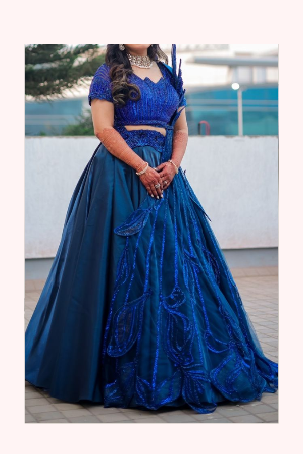 Sulakshana Monga Midnight Blue Embellished Lehenga Set