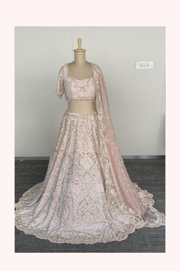Seema Gujral Blush Pink Embroidered Lehenga Set
