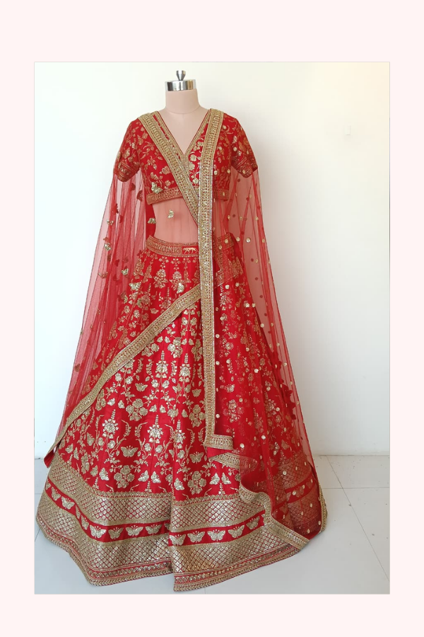Sabyasachi Red Bridal Lehenga Set