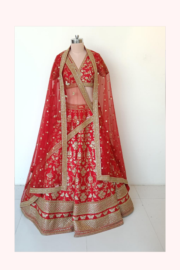 Sabyasachi Red Bridal Lehenga Set